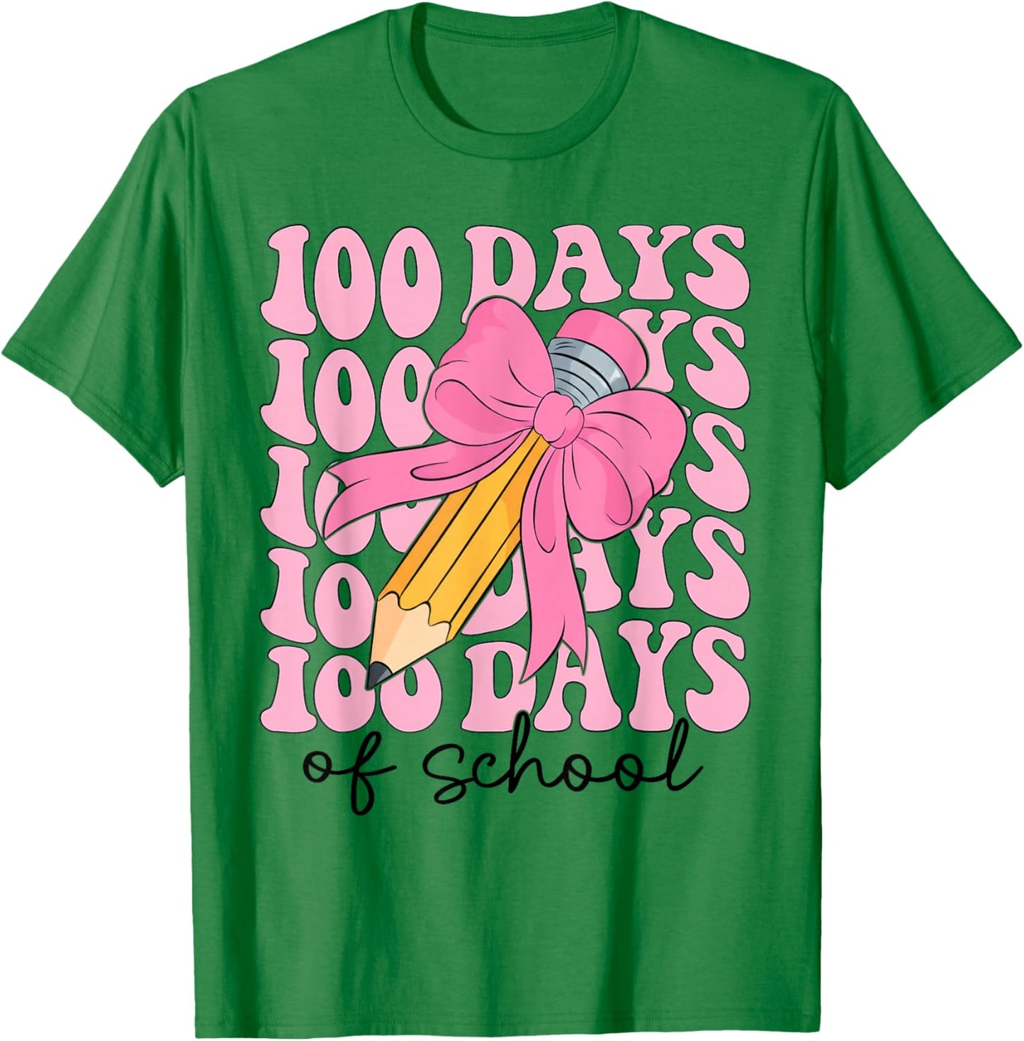 Coquette Bow 100 Days of School Teacher 100th Day of School T-Shirt - T-Shirt | Irish Green