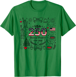 250th American Anniversary Independence 250 Years of Freedom T-Shirt - T-Shirt | Irish Green