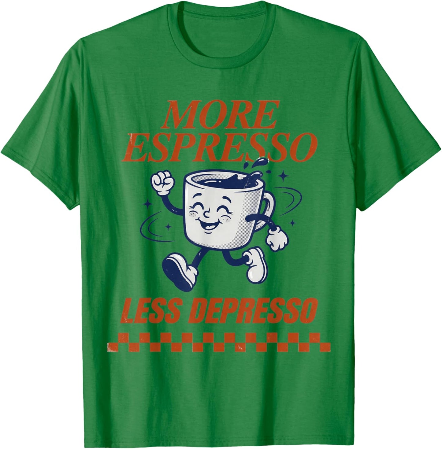Groovy Vintage More Espresso Less Depresso Funny Coffee T-Shirt - T-Shirt | Irish Green