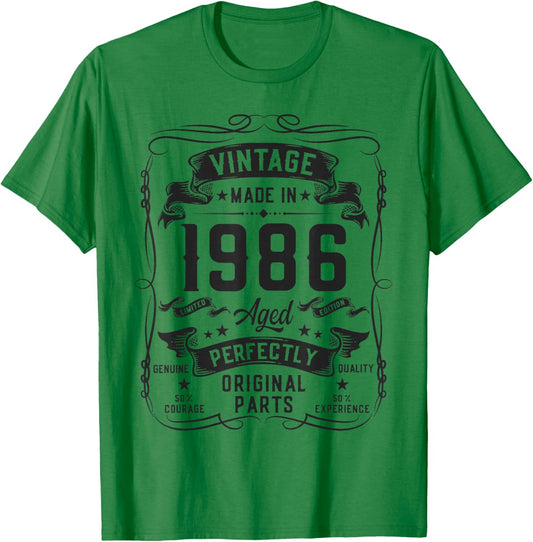 Vintage 1986 40yr 40th Birthday Gifts 40 Years Old T-Shirt - T-Shirt | Irish Green