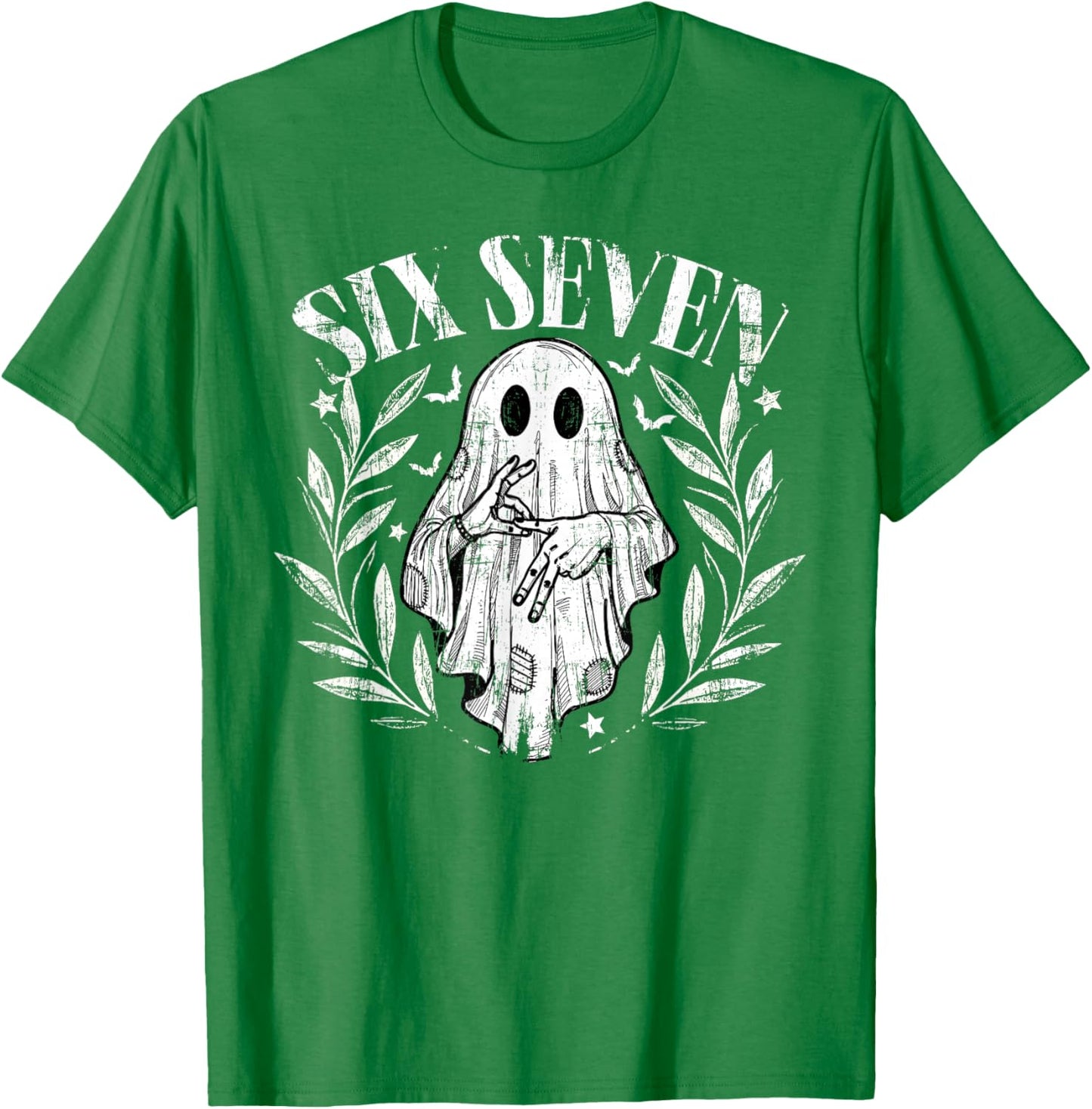 Fun Six Seven Meme 6 7 Halloween Ghost Costume T-Shirt - T-Shirt | Irish Green