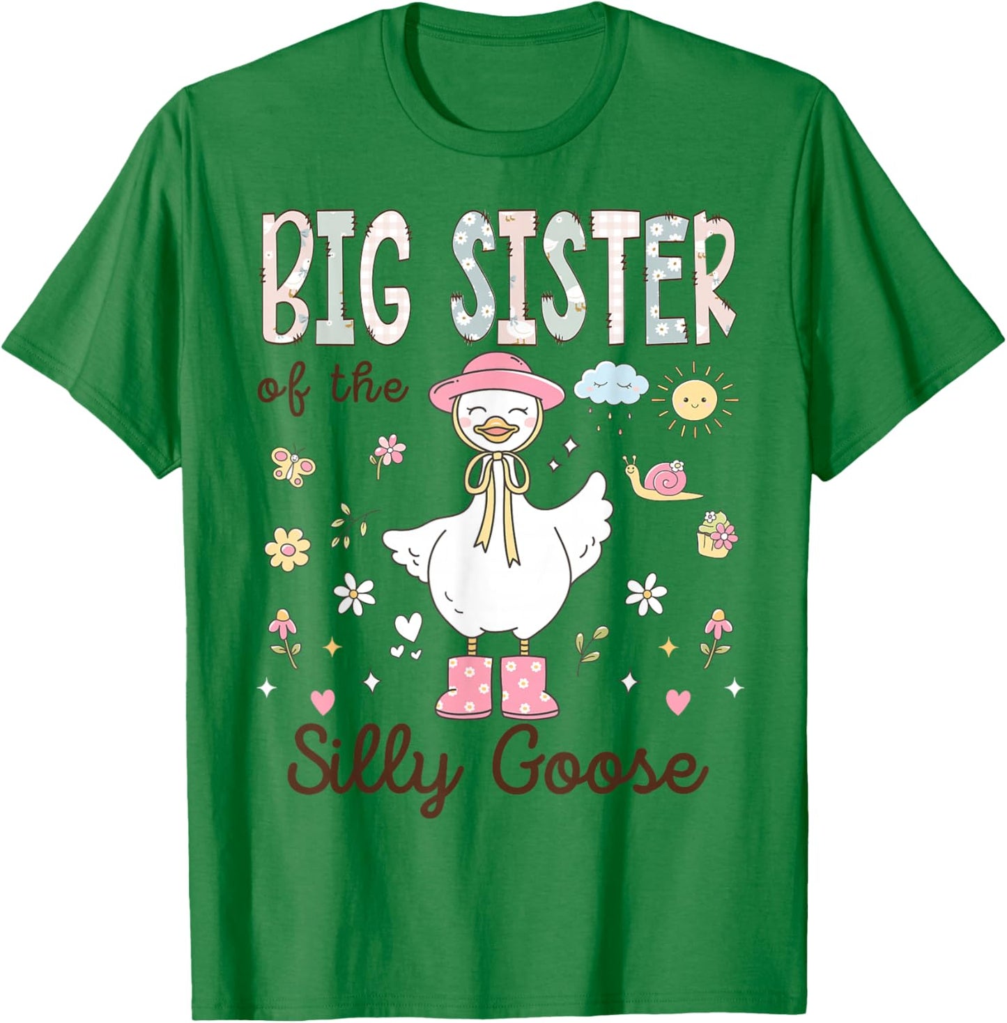 Big Sister of The Silly Goose First Birthday Girl Family T-Shirt - T-Shirt | Irish Green