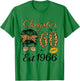 Chapter 60 Est 1966 60 Year Old Messy Bun Birthday T-Shirt - T-Shirt | Irish Green