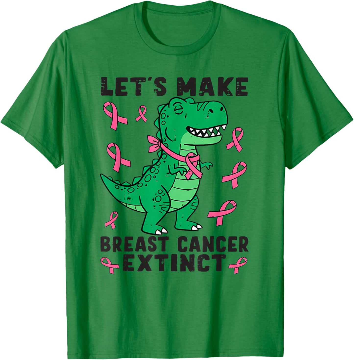 Let's Make Breast Cancer Extinct Pink Dinosaur Kids Boy Girl T-Shirt - T-Shirt | Irish Green