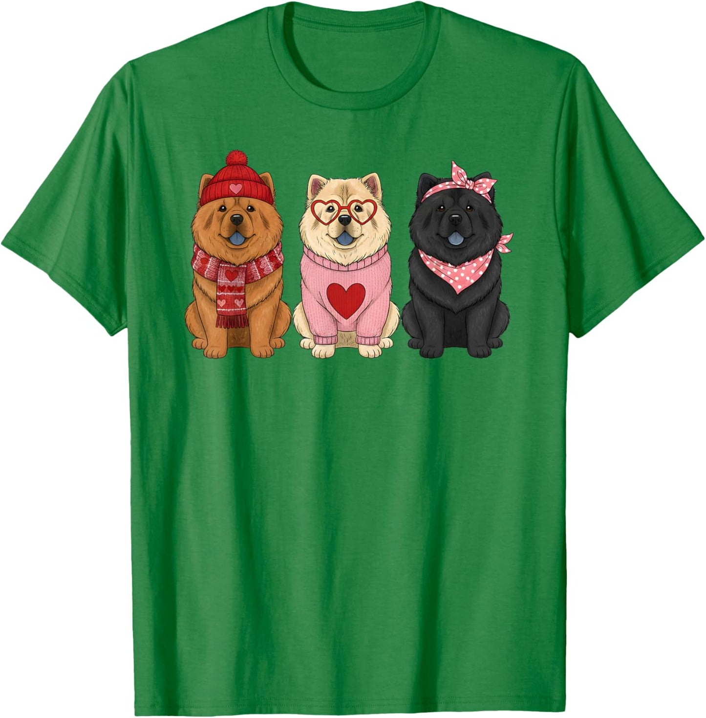 Cute Chow Chow Valentine Dog T-Shirt - T-Shirt | Irish Green