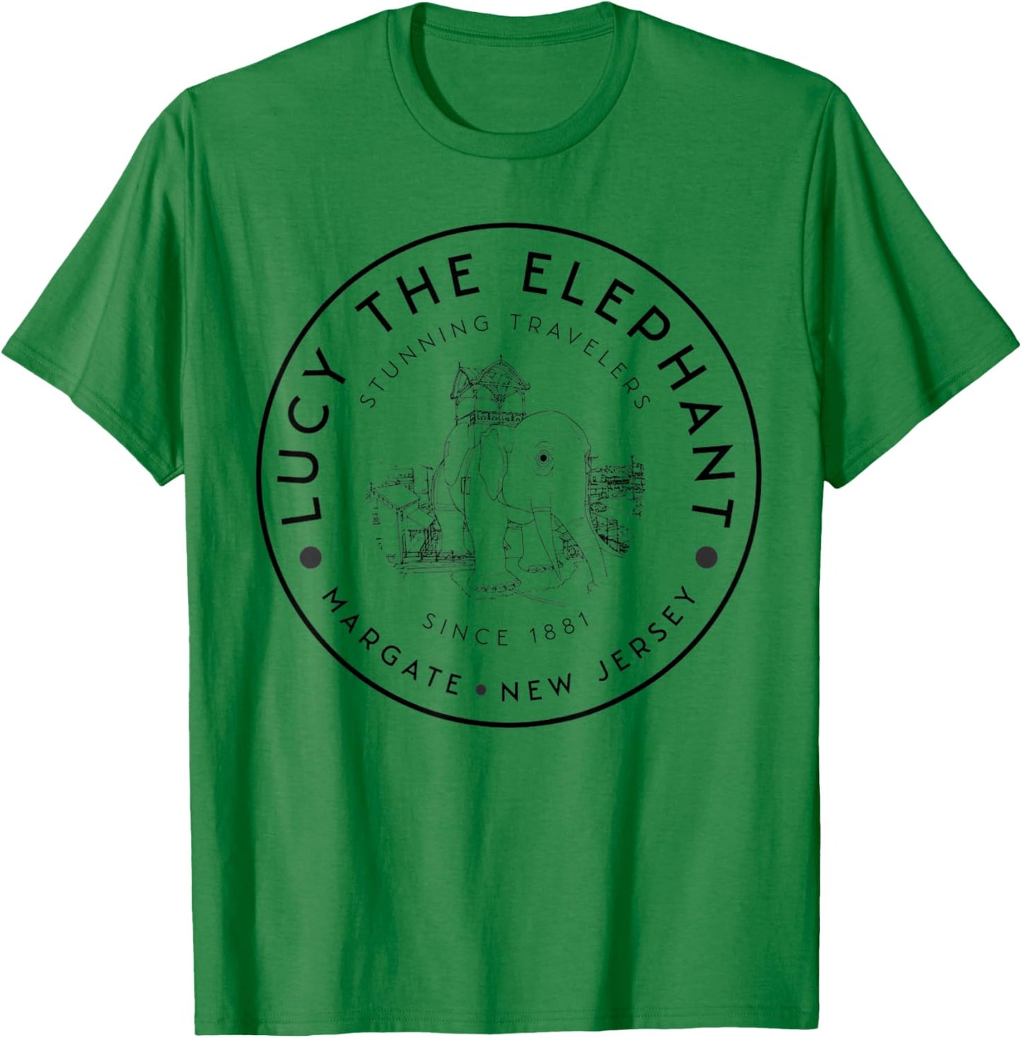 Lucy The Elephant – Margate NJ Landmark - Roadside T-Shirt - T-Shirt | Irish Green