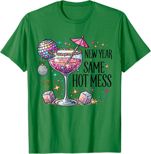 New Year Same Hot Retro Mess Cocktail Happy New Year Party T-Shirt - T-Shirt | Irish Green