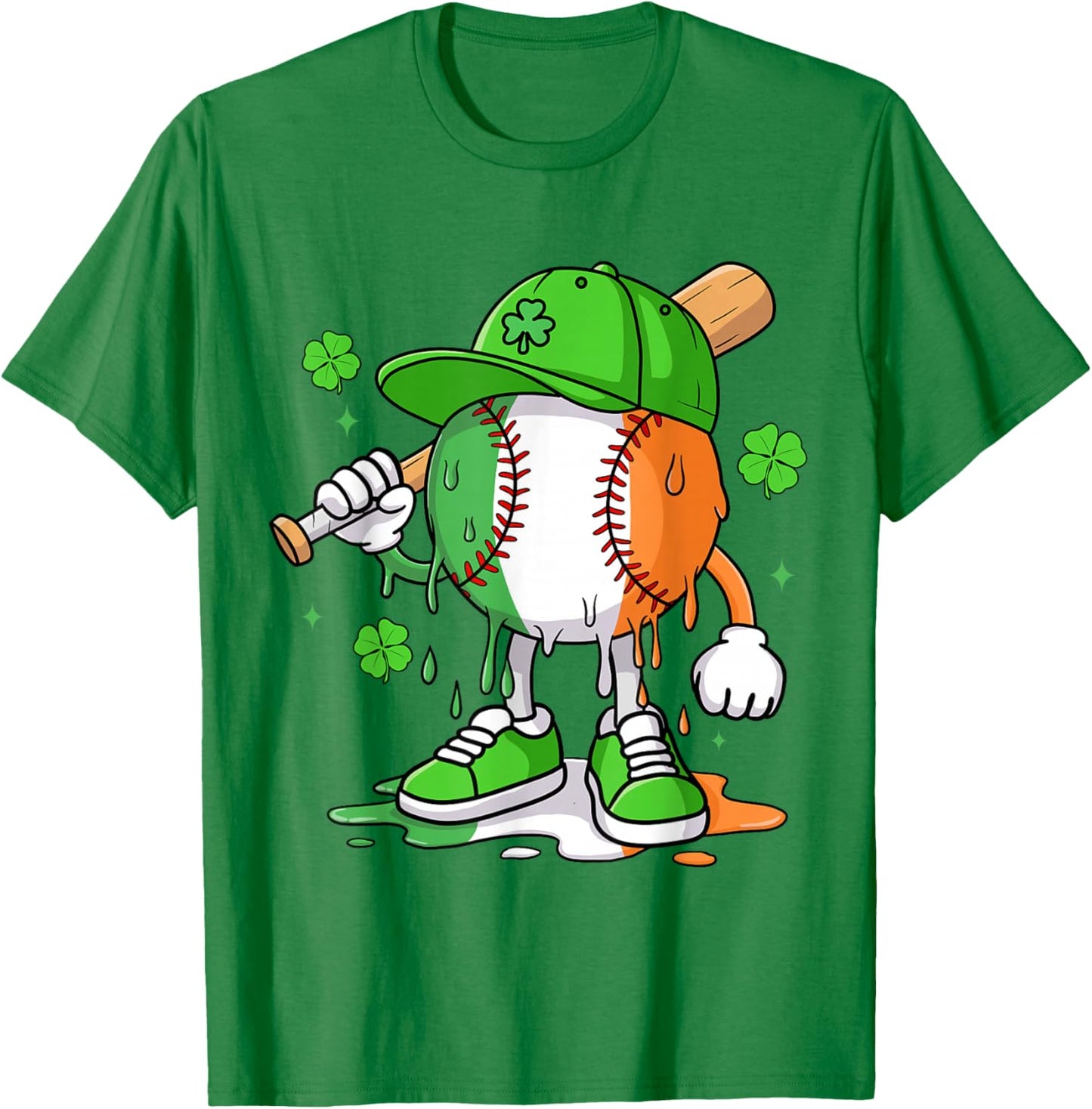 Boys St Patricks Day Irish Flag Kids Baseball Ice Cream Drip T-Shirt - T-Shirt | Irish Green