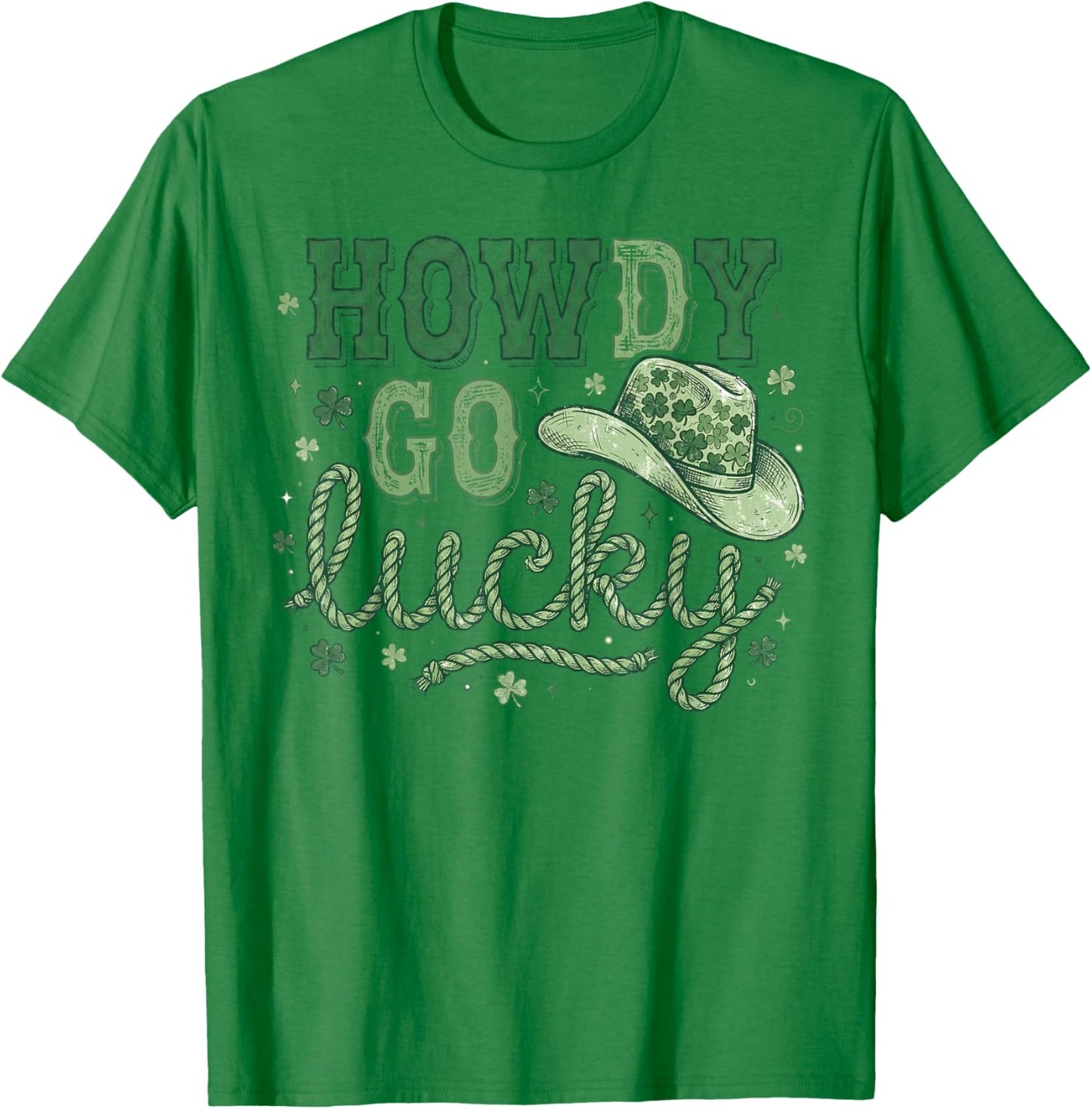 Howdy Go Lucky St Patrick’s Day Funny Country Cowboy Rodeo T-Shirt - T-Shirt | Irish Green