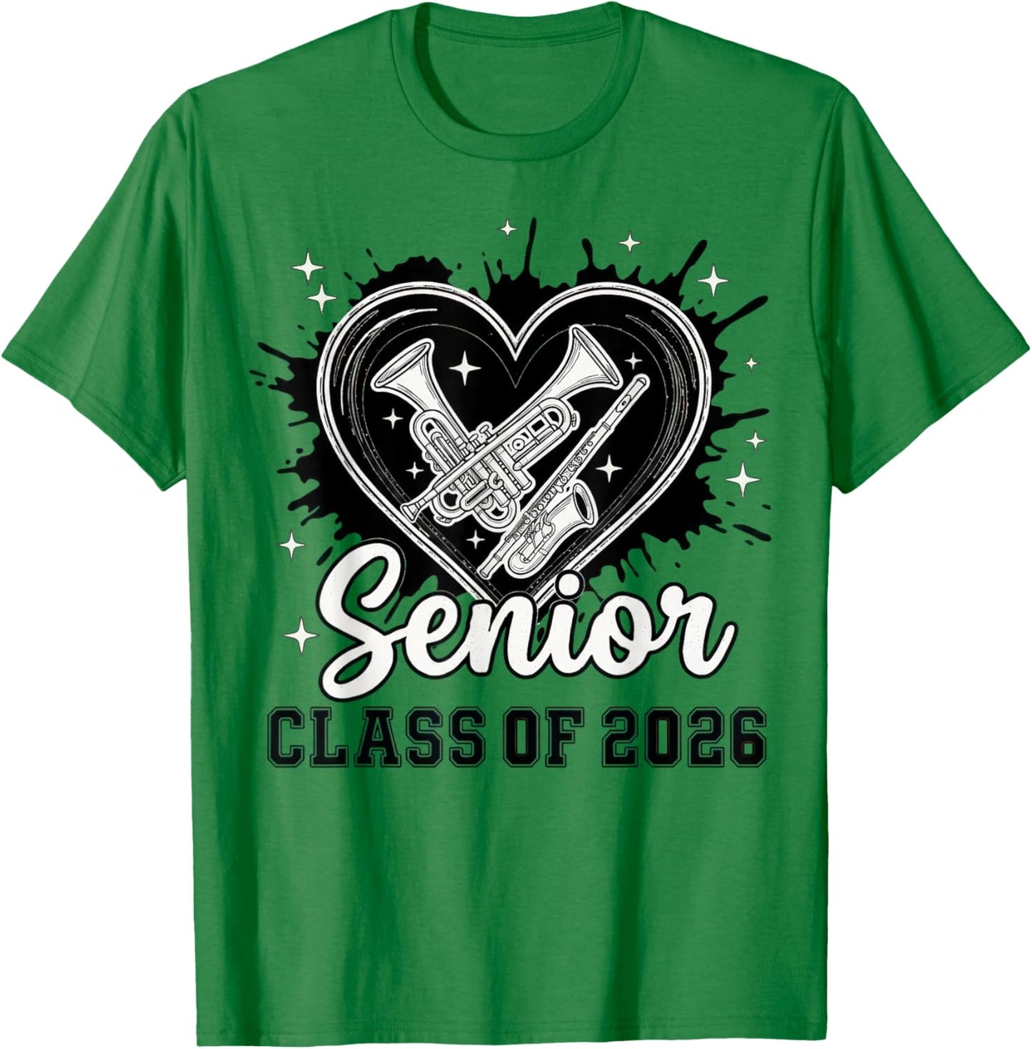 Senior Class of 2026 Concert Band Musician Graduation Heart T-Shirt - T-Shirt | Irish Green