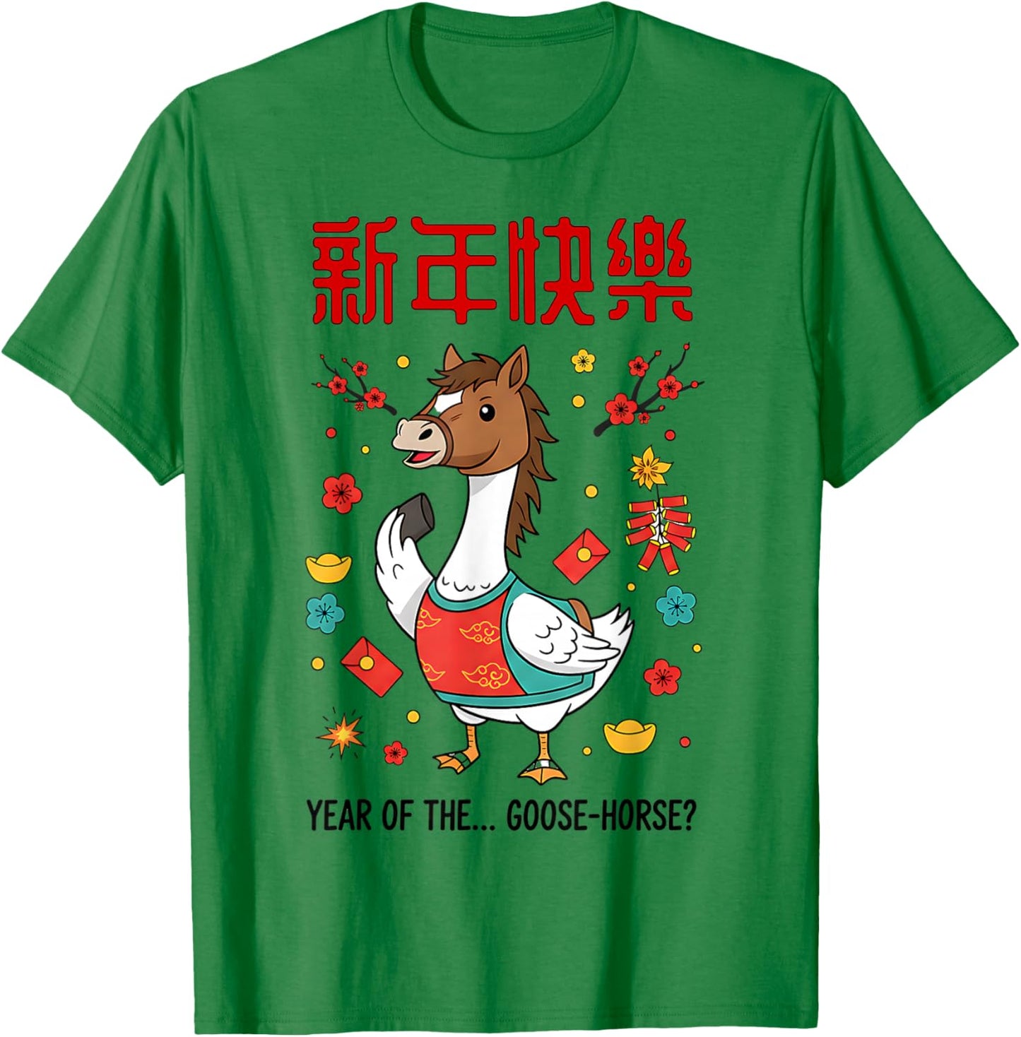 Funny Goose Chinese New Year of The Horse T-Shirt - T-Shirt | Irish Green