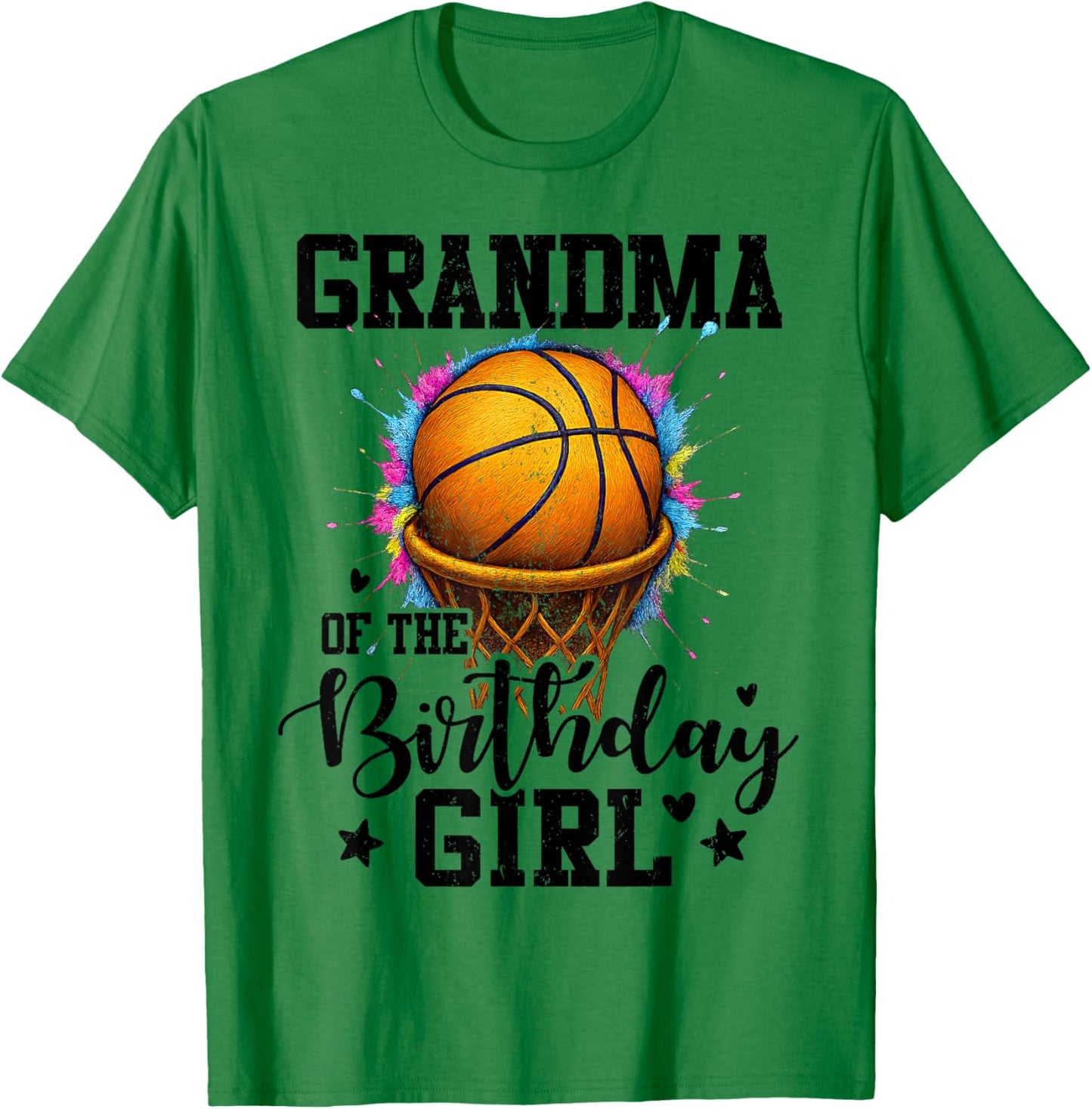 Grandma of The Birthday Girl Basketball Colorful Matching T-Shirt - T-Shirt | Irish Green