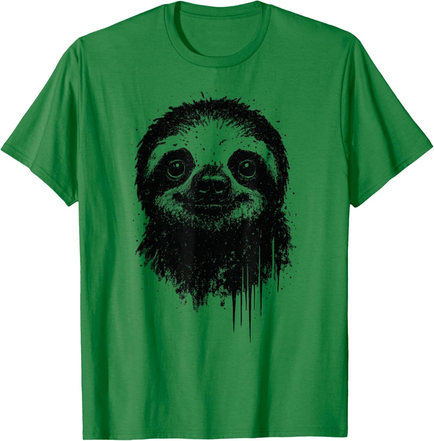 Sloth Ink Art Grunge Jungle Wildlife Portrait Lazy Animal T-Shirt - T-Shirt | Irish Green