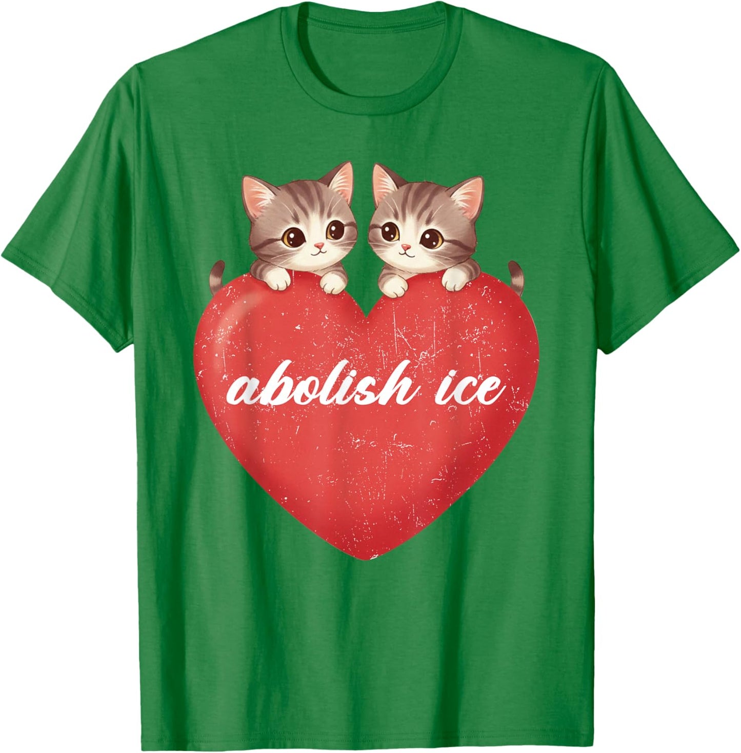 Cute Kittens Heart Shirt Funny Abolish Ice Design T-Shirt - T-Shirt | Irish Green