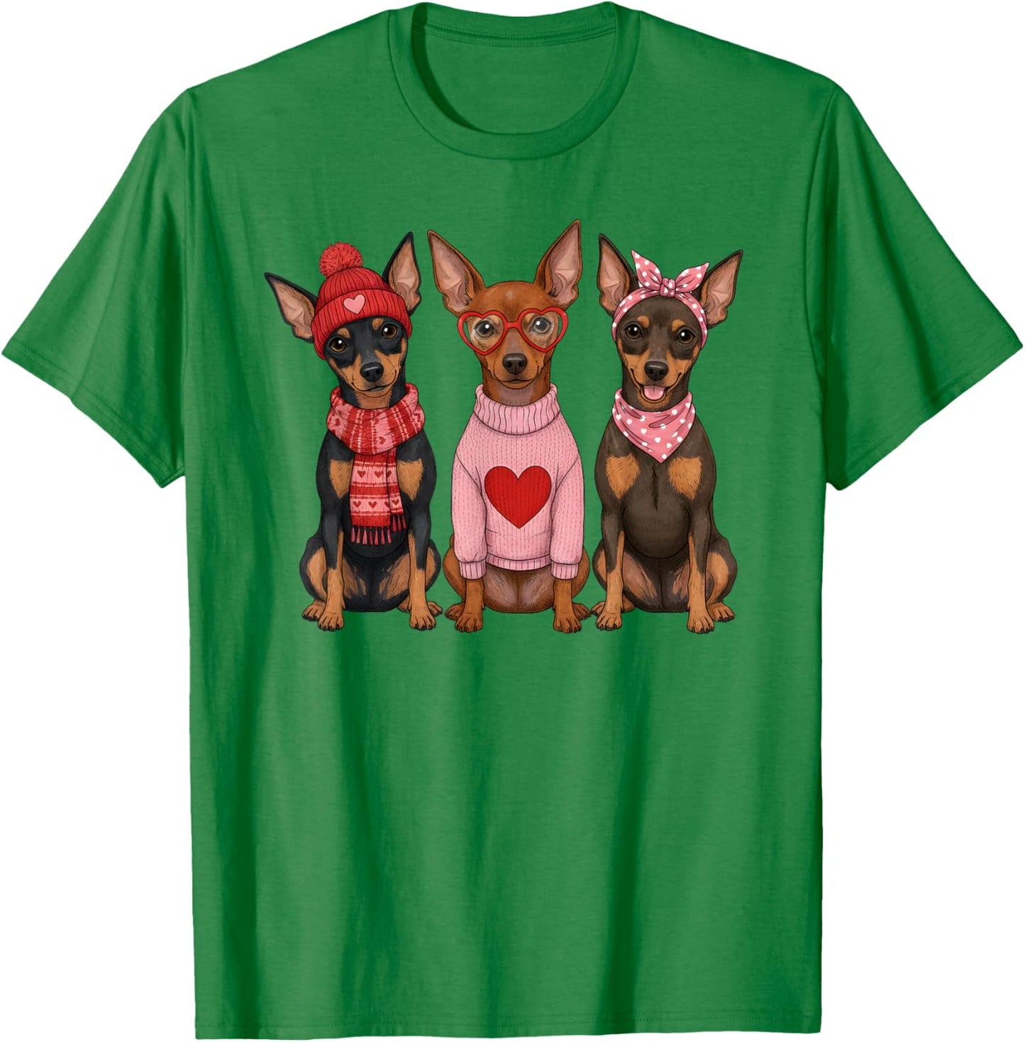 Cute Miniature Pinscher Valentine Min Pin Dog T-Shirt - T-Shirt | Irish Green