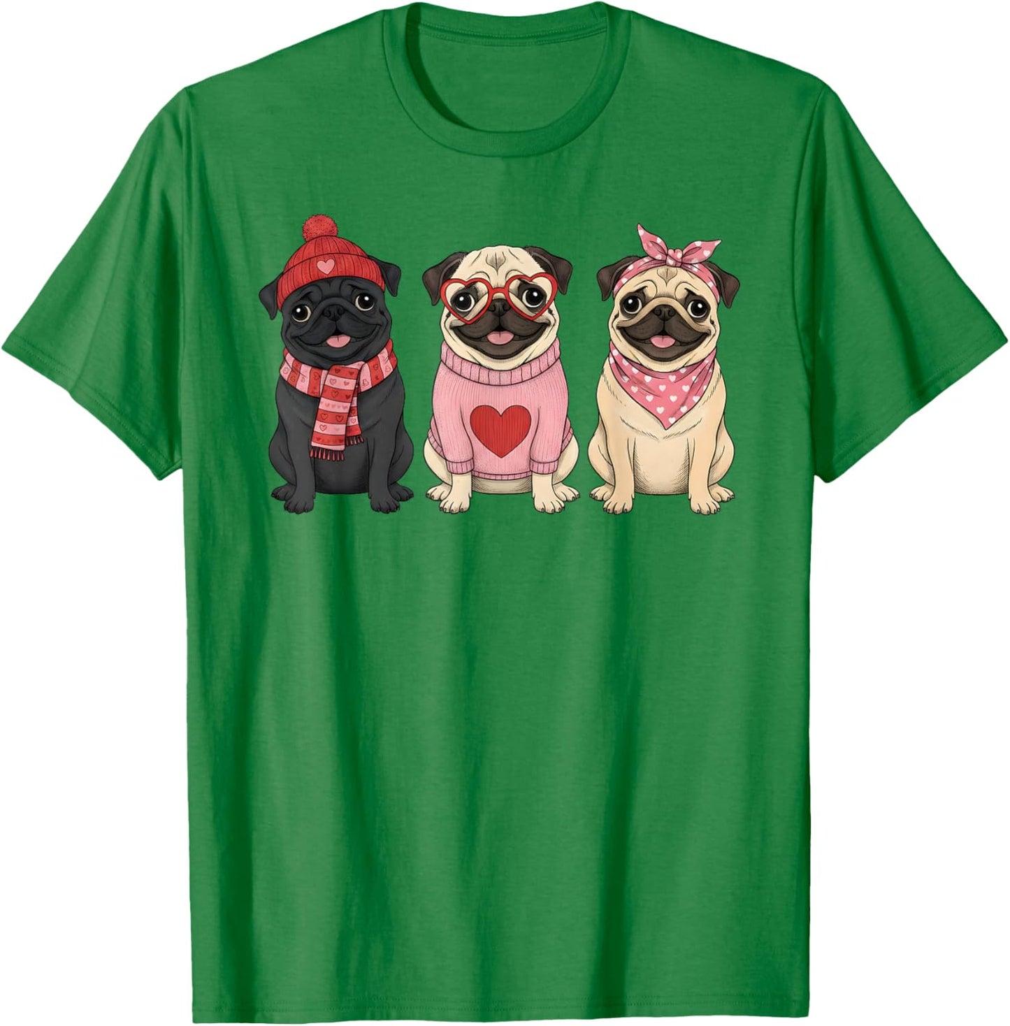 Cute Pug Valentine Dog T-Shirt - T-Shirt | Irish Green