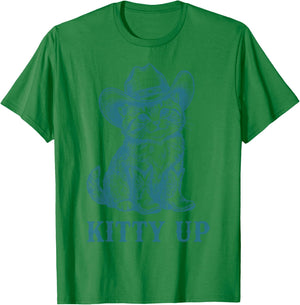 Cowboy Cat Kitty Up Vintage Western Cat Funny T-Shirt - T-Shirt | Irish Green