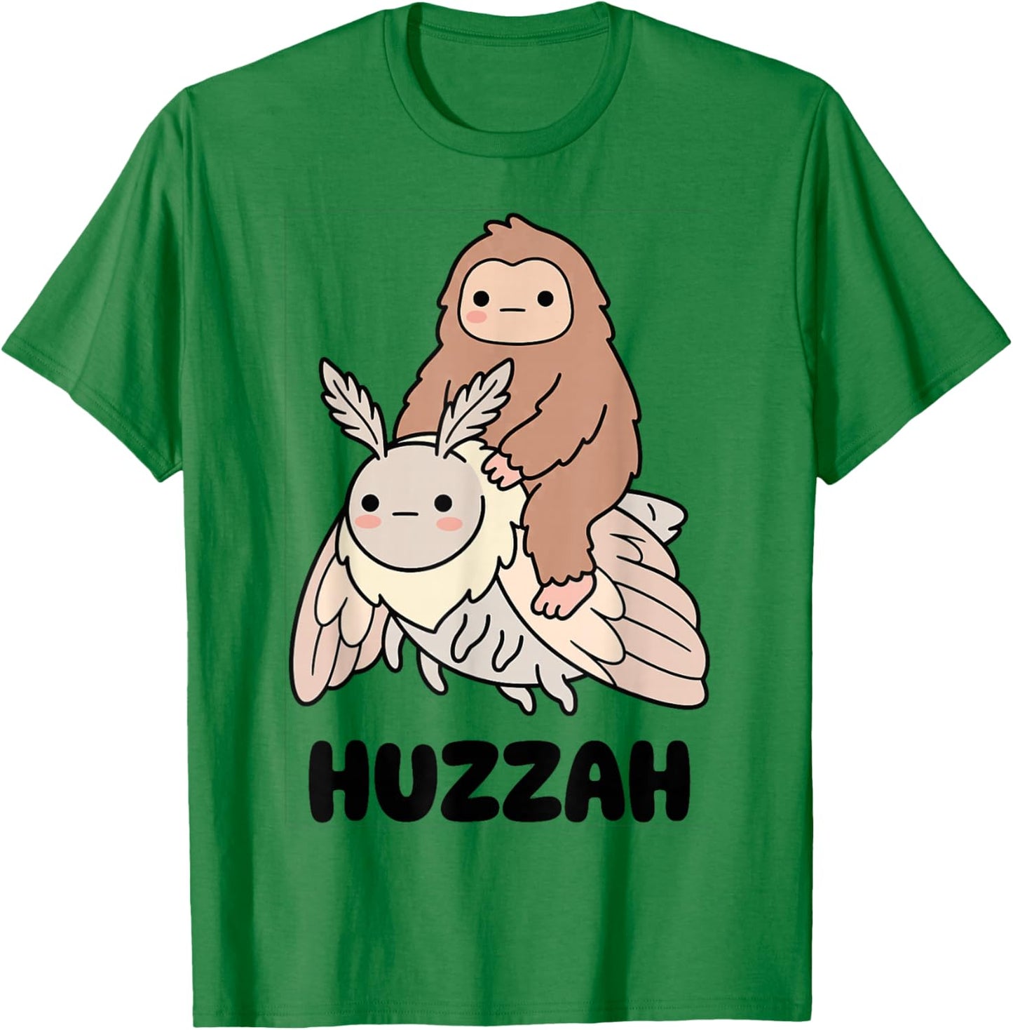 Huzzah Bigfoot Sasquatch Mothman Funny Cryptid Kawaii T-Shirt - T-Shirt | Irish Green