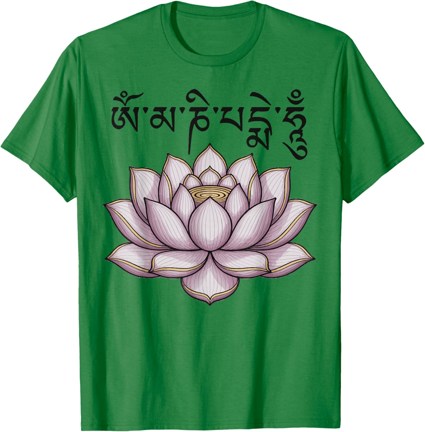 Meditation Om Mani Padme Hum Mantra Spiritual Chakra T-Shirt - T-Shirt | Irish Green