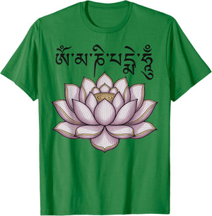 Meditation Om Mani Padme Hum Mantra Spiritual Chakra T-Shirt - T-Shirt | Irish Green