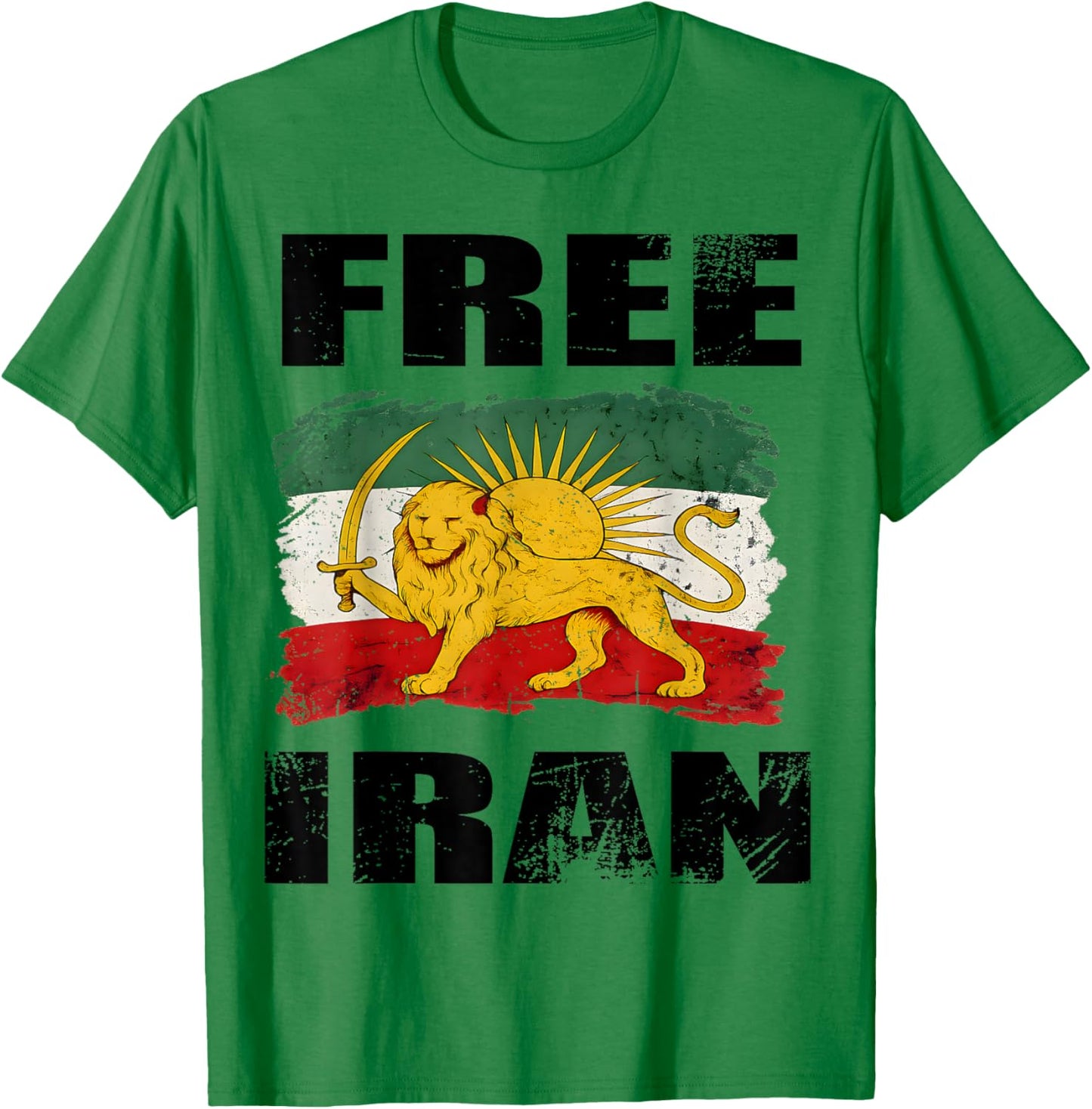 Free Iran Flag Lion Sun Persian Pride Iranian T-Shirt - T-Shirt | Irish Green