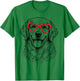 Funny Golden Retriever Face Heart Glasses Dog Valentines Day T-Shirt - T-Shirt | Irish Green