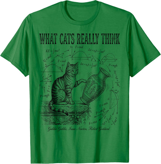 Funny Science What Cats Really Think Physics Nerd Humor T-Shirt - T-Shirt | Irish Green