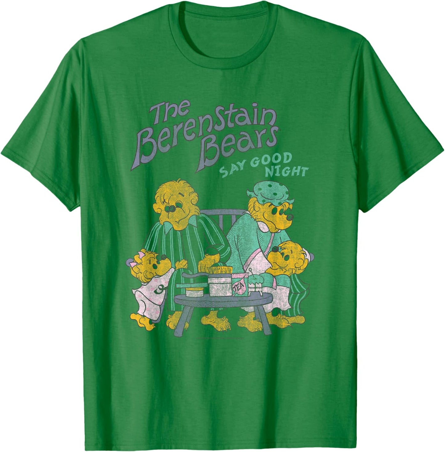 The Berenstain Bears Say Good Night Family Vintage Book T-Shirt - T-Shirt | Irish Green