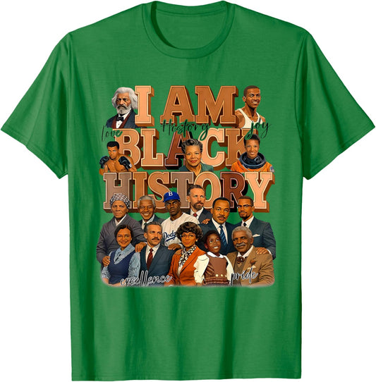 I Am Black History Heart Love African American Women Men Kid T-Shirt - T-Shirt | Irish Green