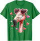 Flamingo Animal Valentine's Day Heart Sunglasses T-Shirt - T-Shirt | Irish Green