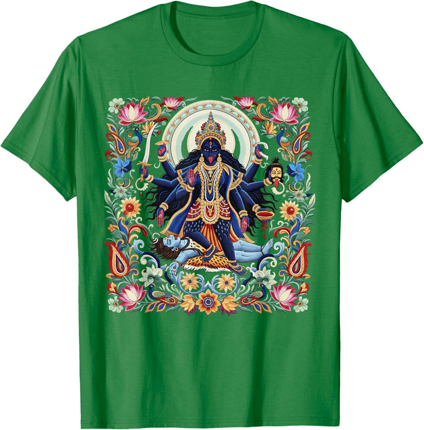 Maa Kali Mahakali Goddess Hindu Spiritual Hinduism Indian T-Shirt - T-Shirt | Irish Green