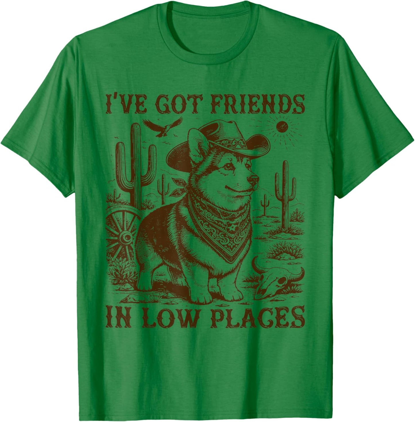 I've Got Friends in Low Places Corgi Dad T-Shirt - T-Shirt | Irish Green