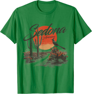 Sedona Arizona Roadrunner Desert Cactus Vintage T-Shirt - T-Shirt | Irish Green