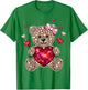Cute Teddy Bear Women Valentines Day Shirt Girl Coffee Heart T-Shirt - T-Shirt | Irish Green
