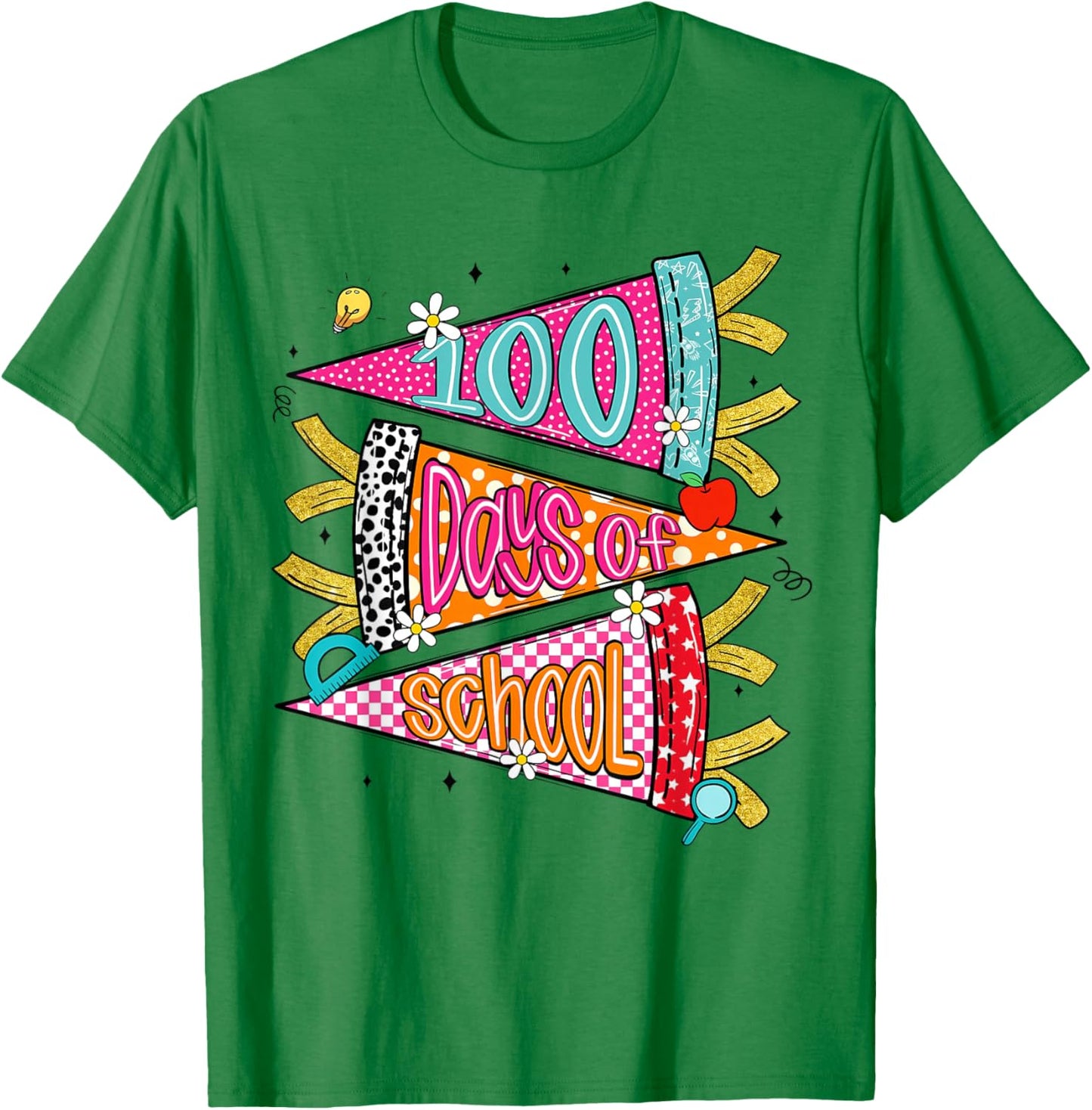 Cute 100 Days of School Girl Teacher 100th Day of School Kid T-Shirt - T-Shirt | Irish Green