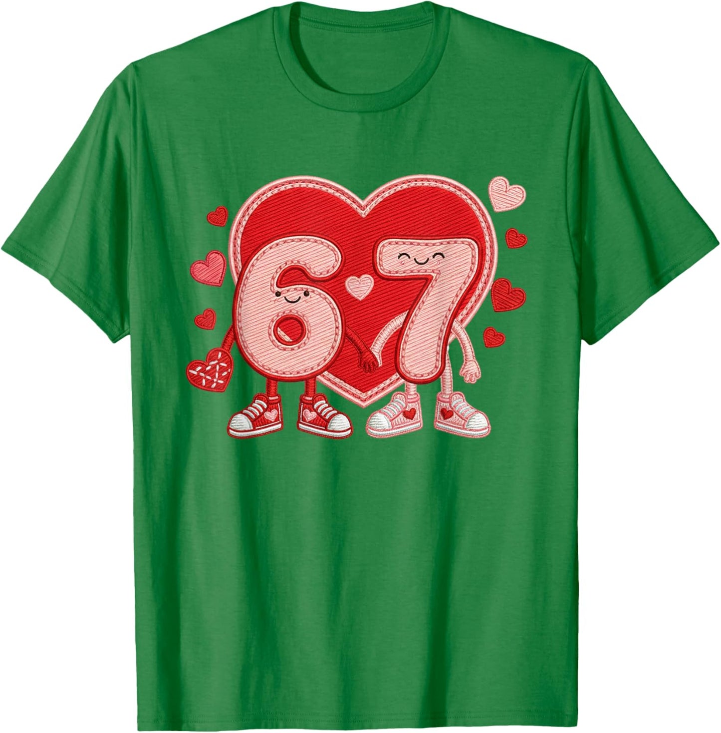 Valentine’s Day 67 Meme Six Seven 6 7 Valentine Heart Couple T-Shirt - T-Shirt | Irish Green