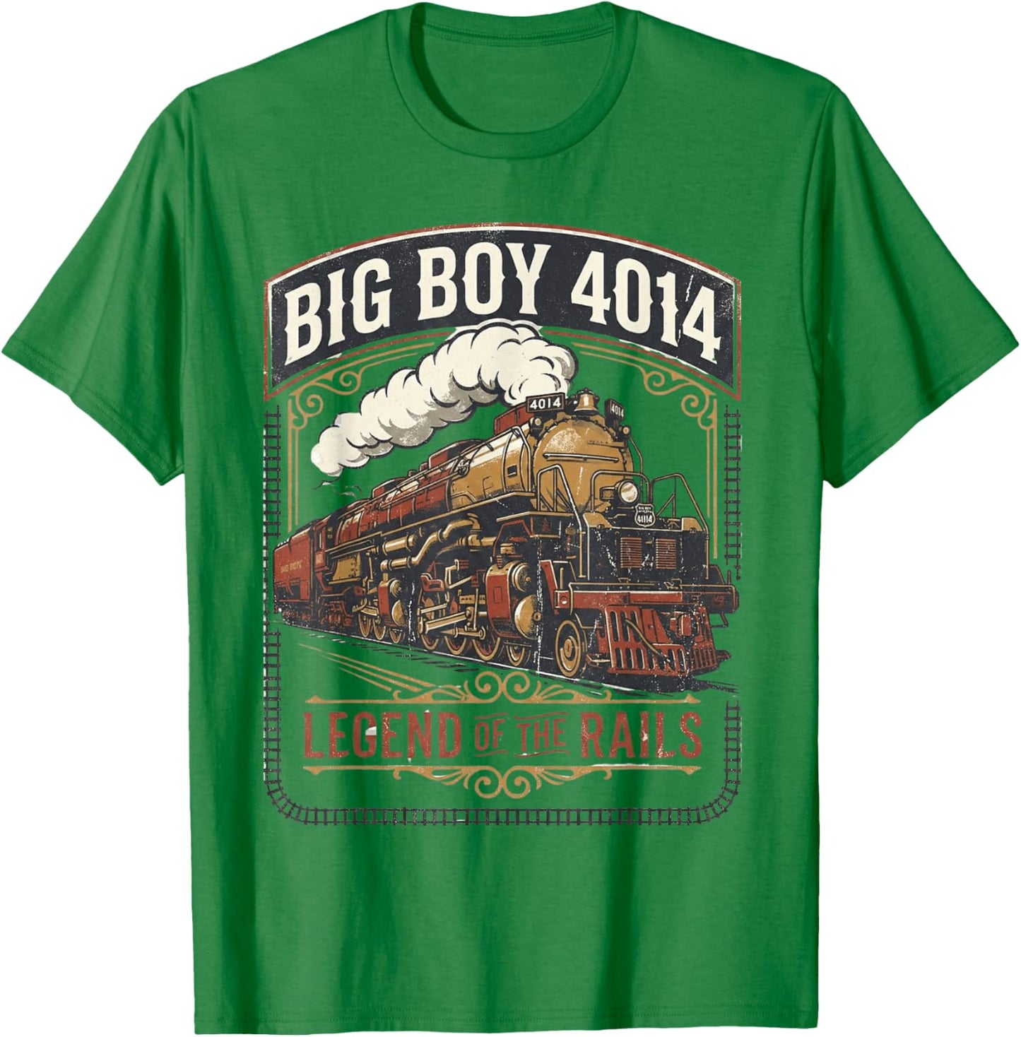 Big Boy 4014 Steam Engine Locomotive Train Vintage Railroad T-Shirt - T-Shirt | Irish Green