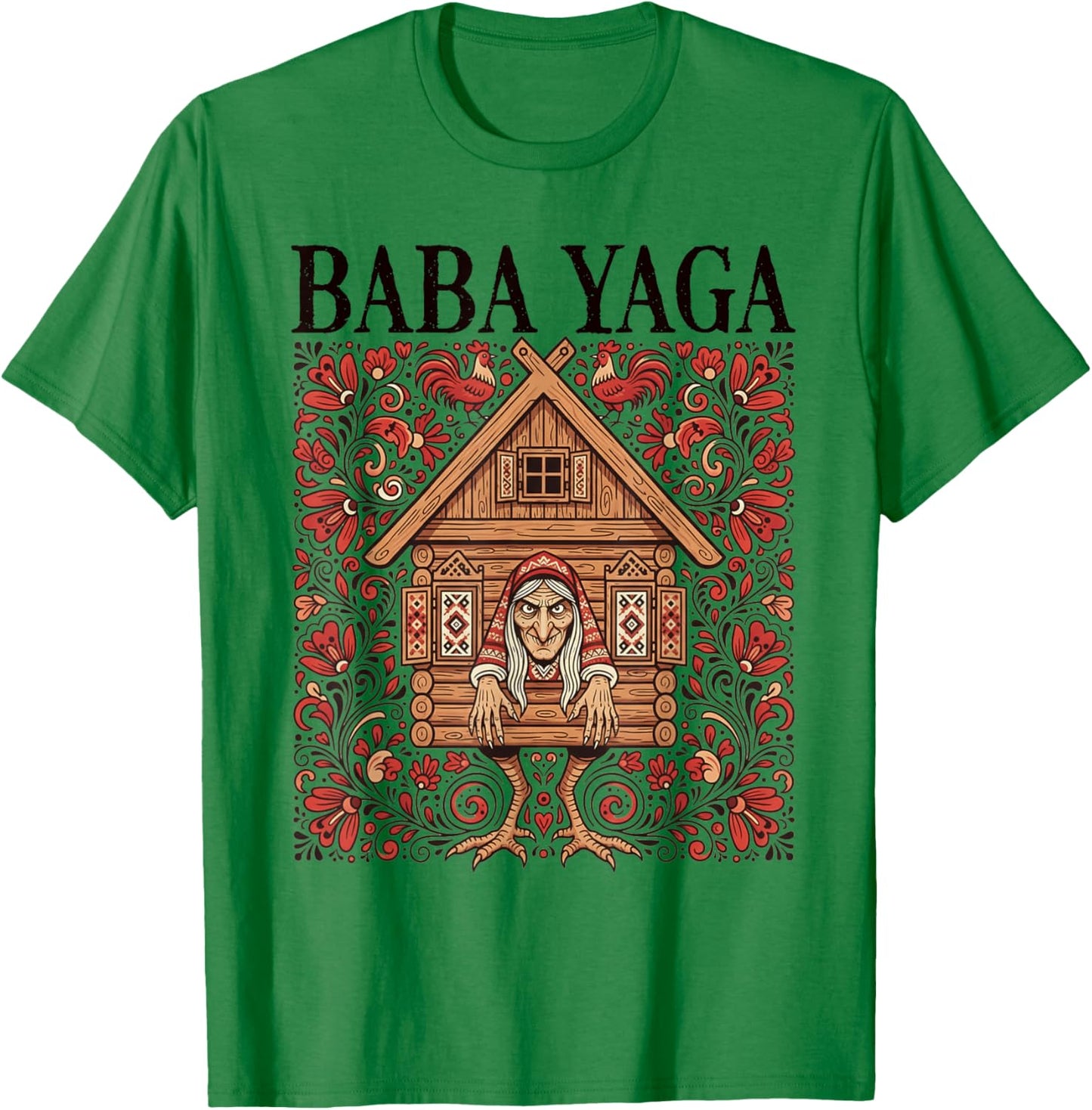 Baba Yaga Witch Slavic Folklore Cryptid Fan Cryptozoology T-Shirt - T-Shirt | Irish Green