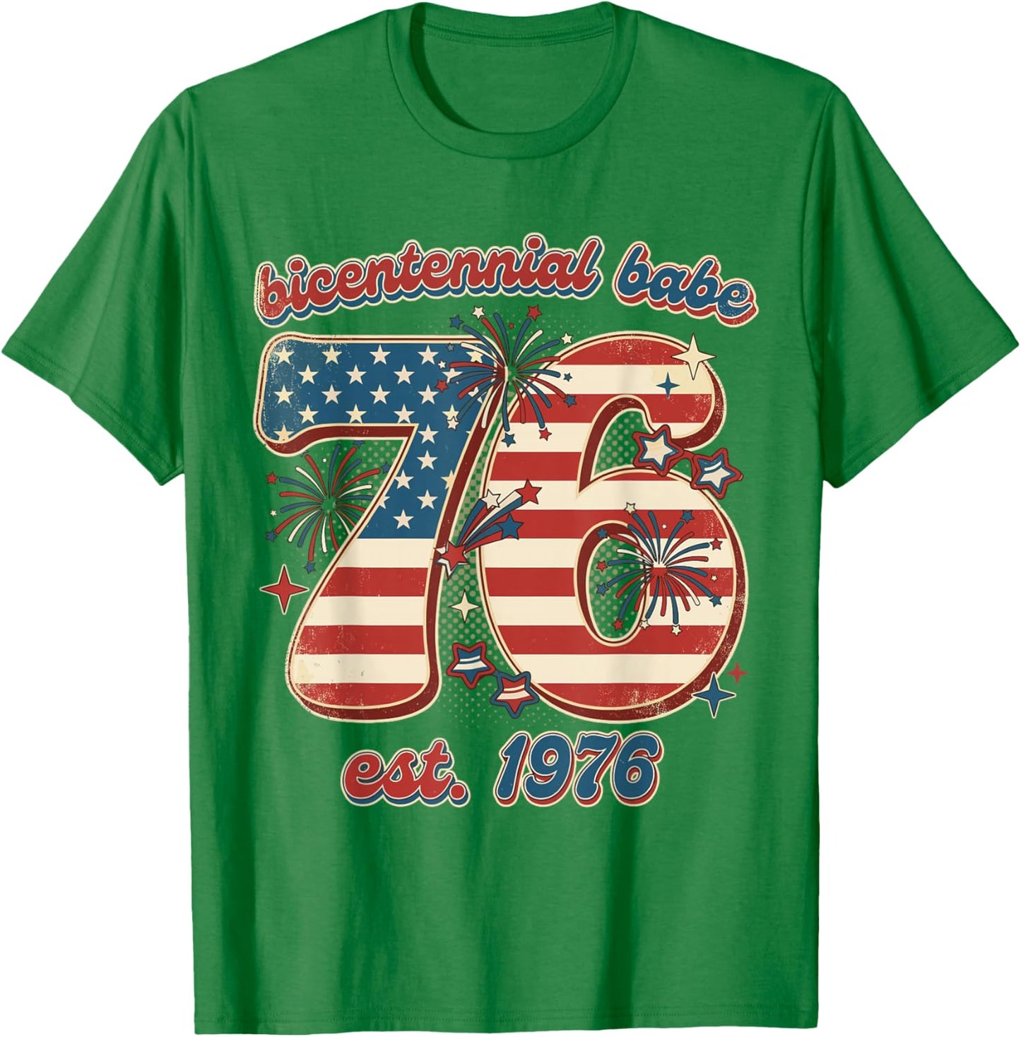 Bicentennial Babe 50th Birthday Women Vintage 1976 Flag T-Shirt - T-Shirt | Irish Green