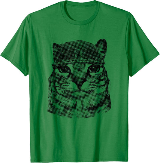 Y2k Kitty Meme Funny Silly Staring Cat Meme Women Men Kids T-Shirt - T-Shirt | Irish Green