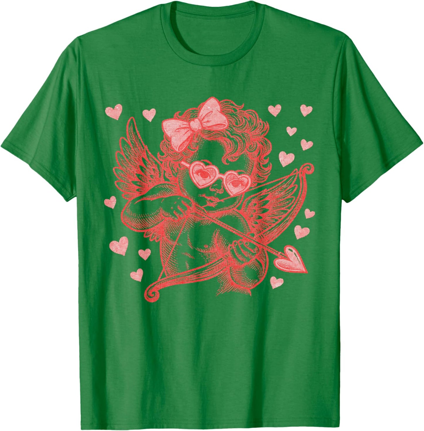 Cute Vintage Cupid Blowing Bubble Retro Cupid Valentine Day T-Shirt - T-Shirt | Irish Green