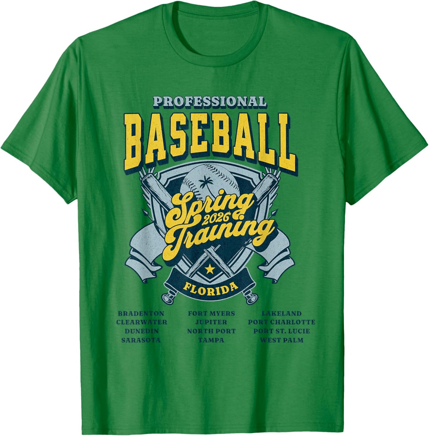 Professional Baseball Spring Training 2026 Florida Cities T-Shirt - T-Shirt | Irish Green