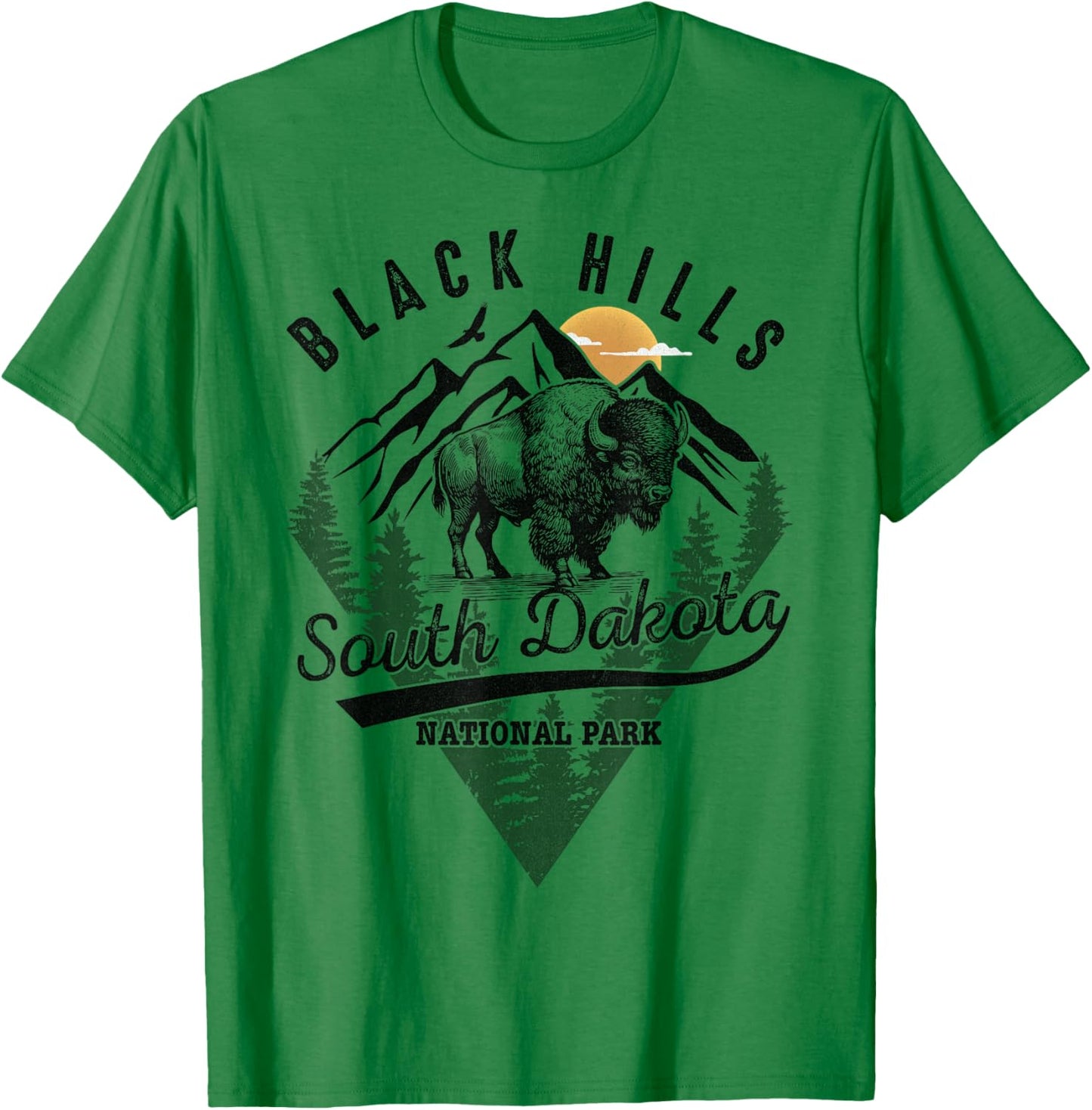 Black Hills South Dakota Bison National Park Gifts Souvenirs T-Shirt - T-Shirt | Irish Green