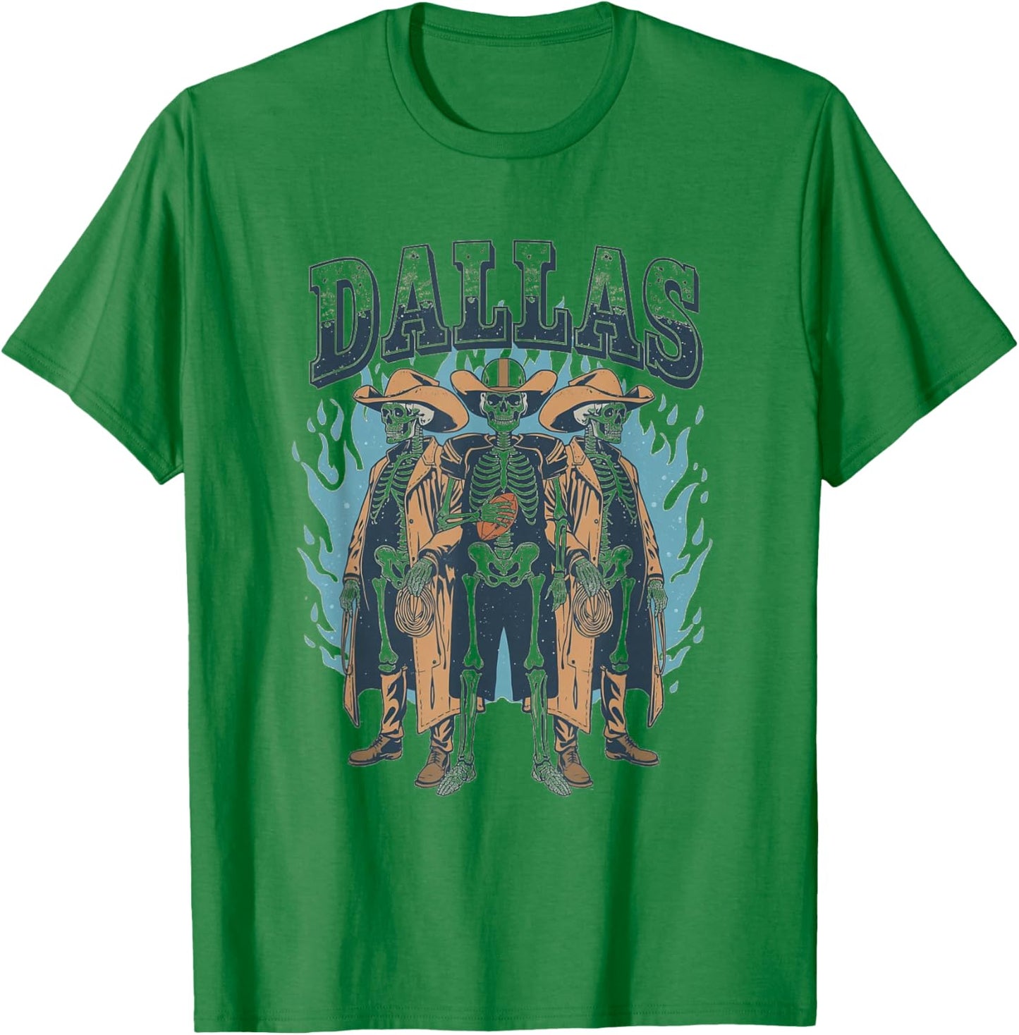 Dallas Skeleton Cowboys Western Vintage Football T-Shirt - T-Shirt | Irish Green