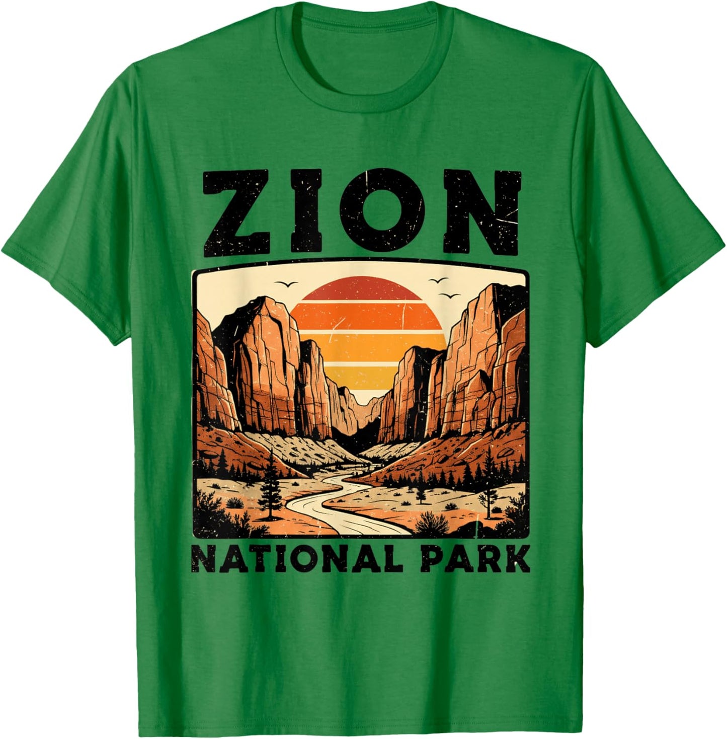 Zion National Park Vintage Hiking Souvenir Adventure Outdoor T-Shirt - T-Shirt | Irish Green