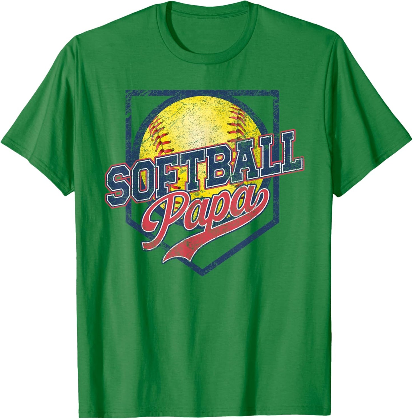 Retro Softball Papa Vintage Softball Papa Daddy Fathers Day T-Shirt - T-Shirt | Irish Green