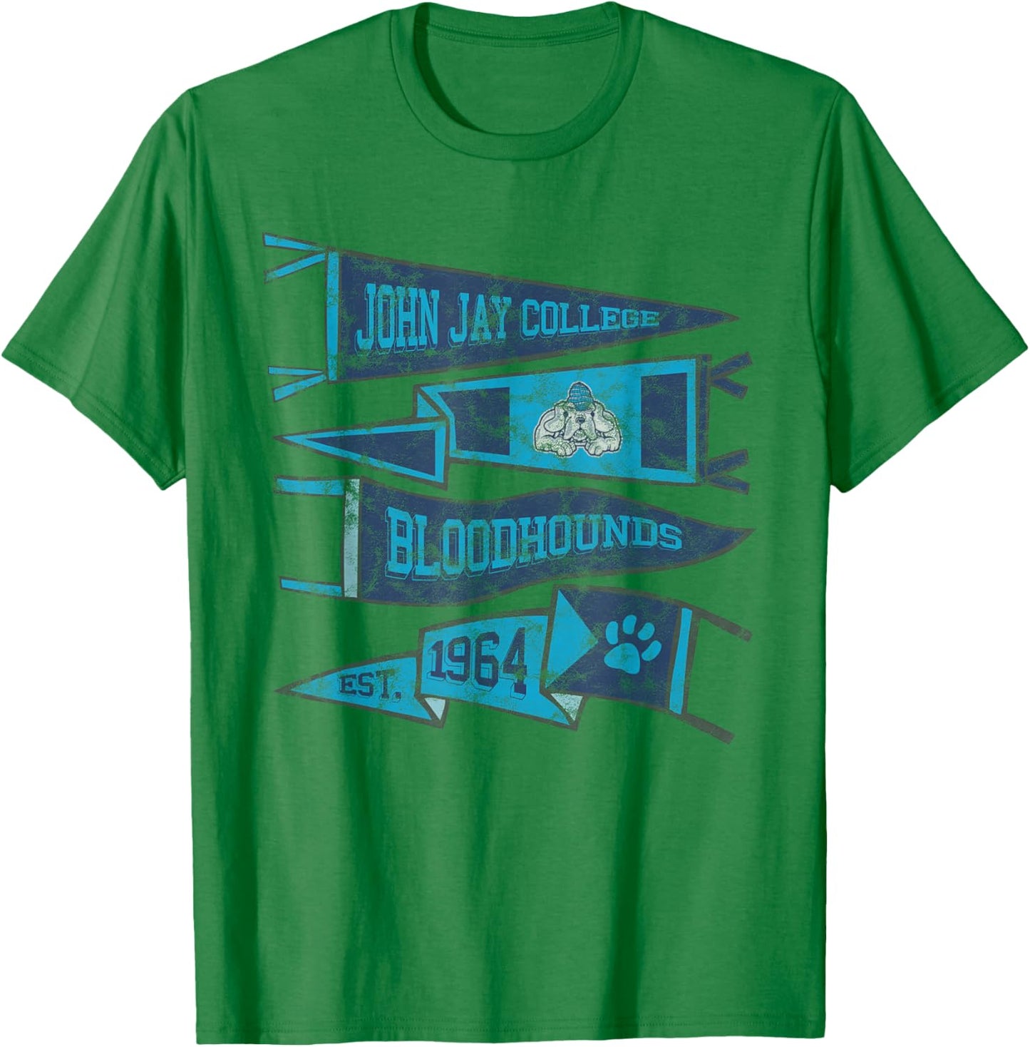 John Jay College of Criminal Justice Bloodhounds Pennants T-Shirt - T-Shirt | Irish Green