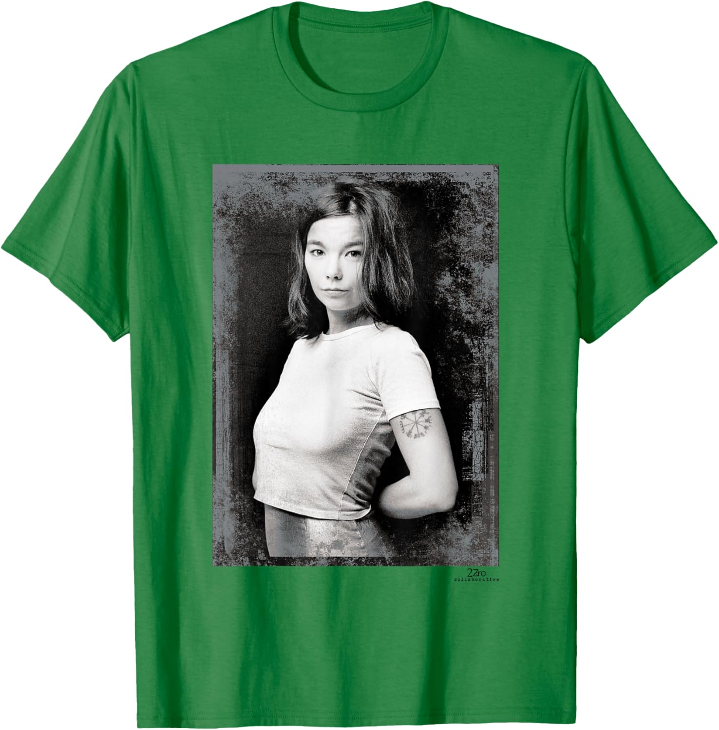 Bjork Debut Tour Era Portrait by Phil Nicholls T-Shirt - T-Shirt | Irish Green