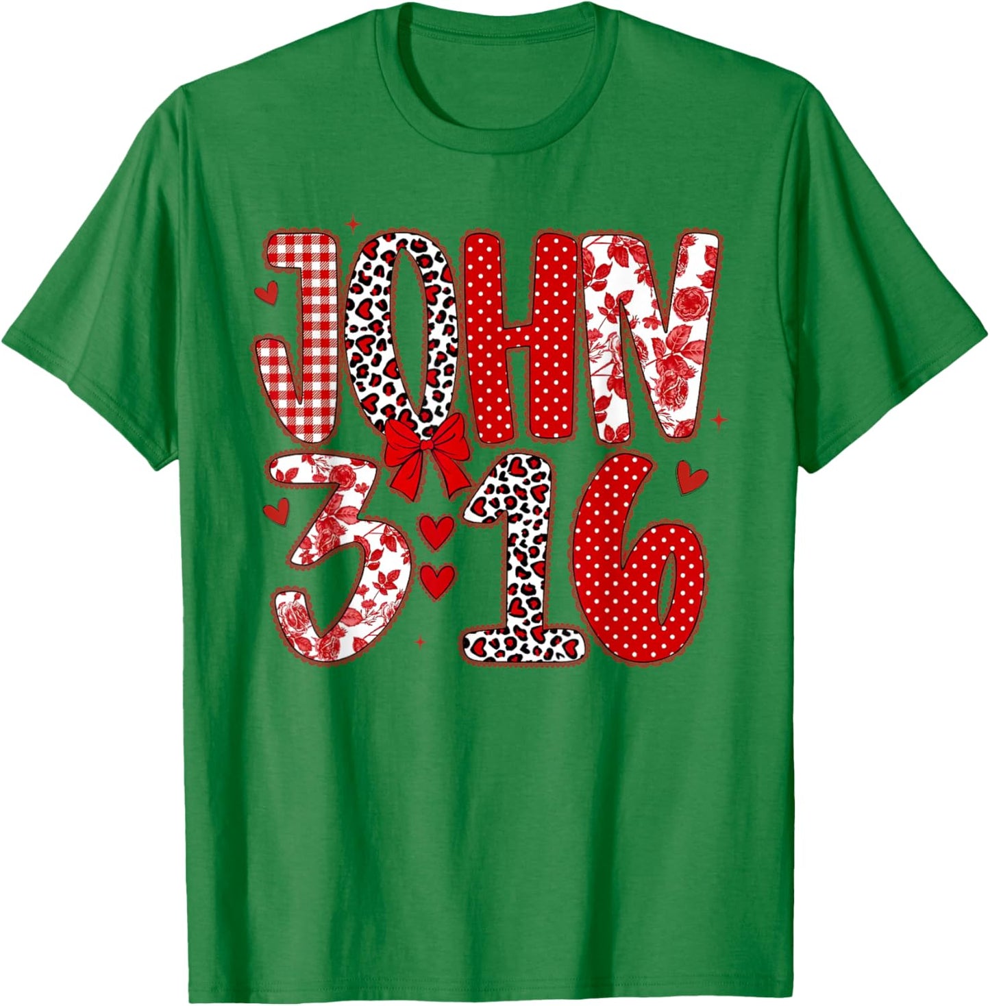 John 3 16 Religious Valentine's Day Christian T-Shirt - T-Shirt | Irish Green