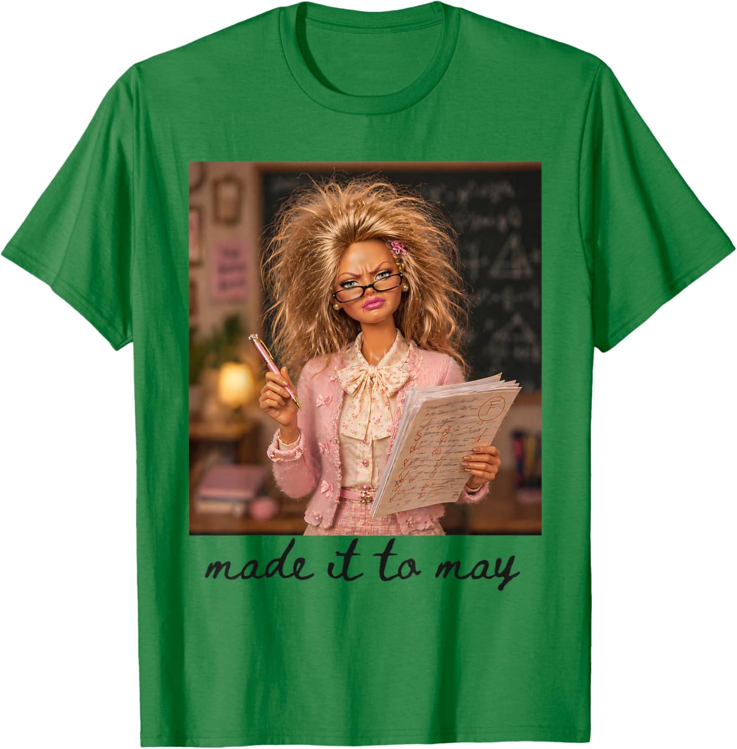 Funny Made It to May Teacher Student Last Day of School Meme T-Shirt - T-Shirt | Irish Green